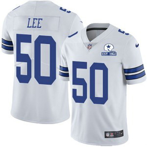 Nike Cowboys 50 Sean Lee White With Est 1960 Patch Limited Men Jersey