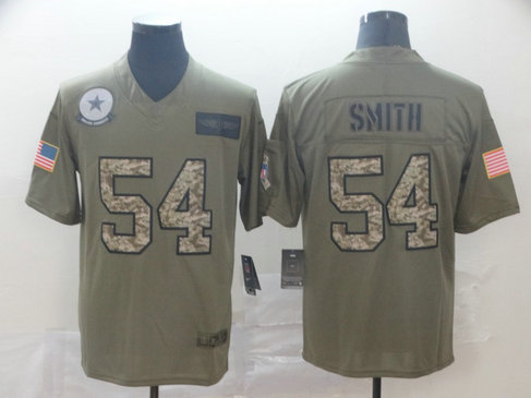 Nike Cowboys 54 Jaylon Smith 2019 Olive Camo Salute To Service Limited Jersey
