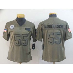 Nike Cowboys 55 Leighton Vander Esch 2019 Olive Salute To Service Limited Women Jersey
