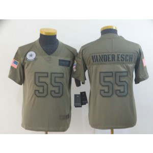 Nike Cowboys 55 Leighton Vander Esch 2019 Olive Salute To Service Limited Youth Jersey