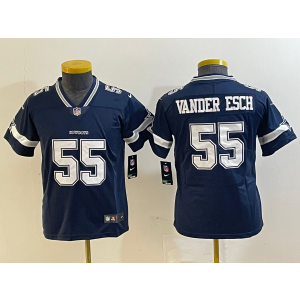Nike Cowboys 55 Leighton Vander Esch Blue Vapor Untouchable Limited Youth Jersey