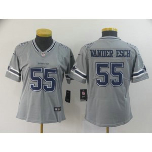 Nike Cowboys 55 Leighton Vander Esch Grey Inverted Legend Women Jersey