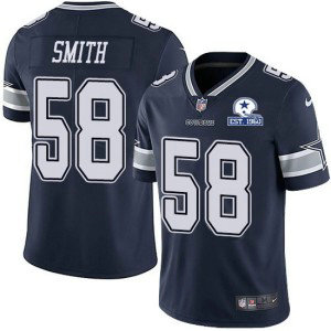 Nike Cowboys 58 Aldon Smith Navy With Est 1960 Patch Limited Men Jersey