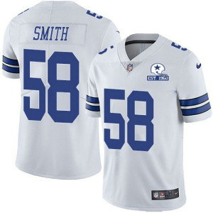 Nike Cowboys 58 Aldon Smith White With Est 1960 Patch Limited Men Jersey