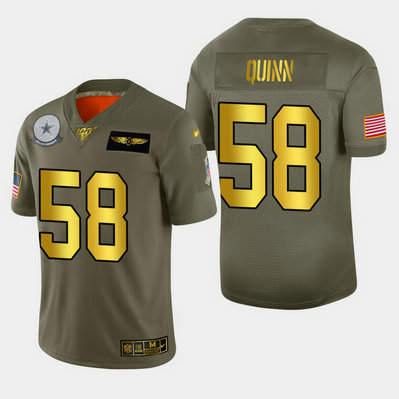 Nike Cowboys 58 Robert Quinn 2019 Olive Gold Salute To Service 100th Season Limited Jersey