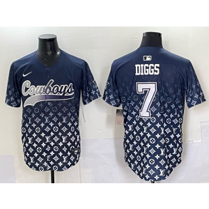 Nike Cowboys 7 Diggs Black Fashion Baseball Vapor Limited Men Jersey
