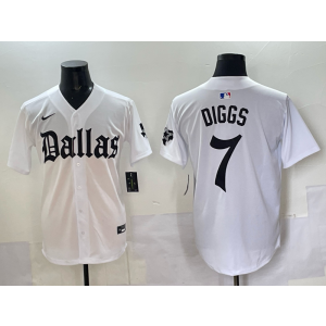 Nike Cowboys 7 Diggs New White Baseball Vapor Limited Men Jersey