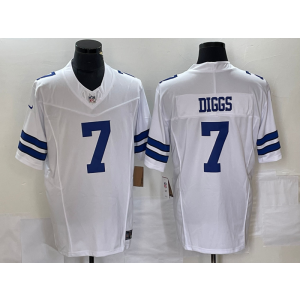 Nike Cowboys 7 Diggs White 2023 F.U.S.E Vapor Limited Men Jersey