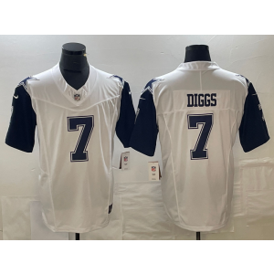 Nike Cowboys 7 Diggs White Color Rush 2023 F.U.S.E Vapor Limited Men Jersey