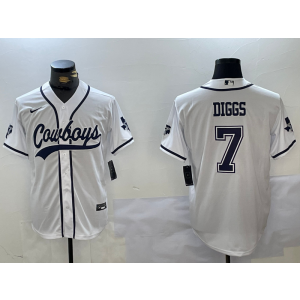Nike Cowboys 7 Diggs White Vapor Baseball Limited Men Jersey