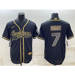 Nike Cowboys 7 Trevon Diggs Black Gold Vapor Baseball Limited Men Jersey