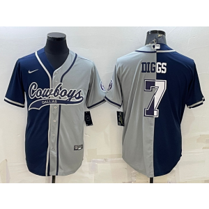 Nike Cowboys 7 Trevon Diggs Blue Grey Split Vapor Baseball Limited Men Jersey
