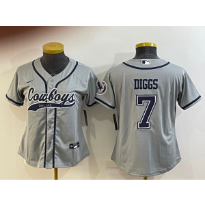 Nike Cowboys 7 Trevon Diggs Grey Vapor Baseball Limited Women Jersey
