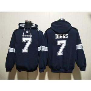 Nike Cowboys 7 Trevon Diggs Navy Ageless Must-Have Lace-Up Pullover Hoodie