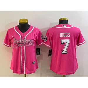 Nike Cowboys 7 Trevon Diggs Pink Vapor Baseball Limited Women Jersey