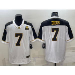 Nike Cowboys 7 Trevon Diggs White Gold With 1960 Patch Thanksgiving Vapor Limited Men Jersey