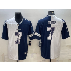 Nike Cowboys 7 Trevon Diggs White Navy Split Vapor Limited Men Jersey