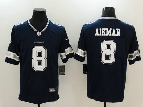Nike Cowboys 8 Troy Aikman Navy Vapor Untouchable Player Limited NFL Men's Jersey