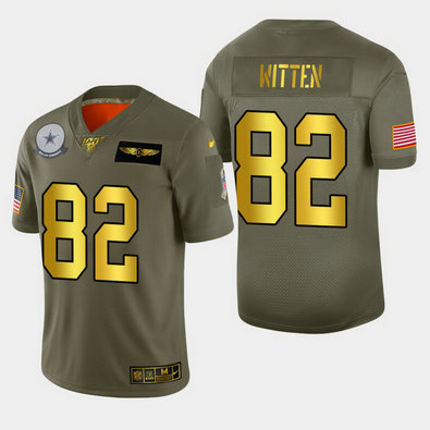 Nike Cowboys 82 Jason Witten 2019 Olive Gold Salute To Service 100th Season Limited Jersey