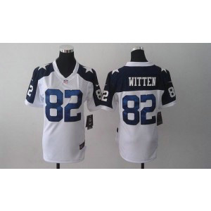 Nike Cowboys 82 Jason Witten White Thanksgiving Throwback Women's Embroidered  NFL Jersey