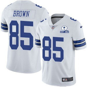 Nike Cowboys 85 Noah Brown White With Est 1960 Patch Limited Men Jersey