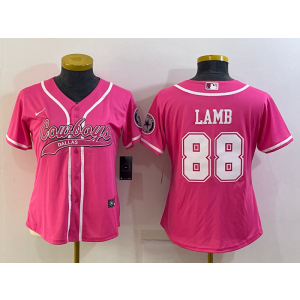 Nike Cowboys 88 CeeDee Lamb Pink Vapor Baseball Limited Women Jersey