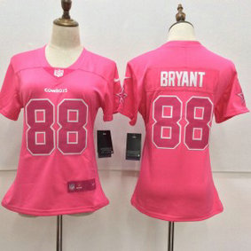 Nike Cowboys 88 Dez Bryant Pink Fashion Limited Women Jersey