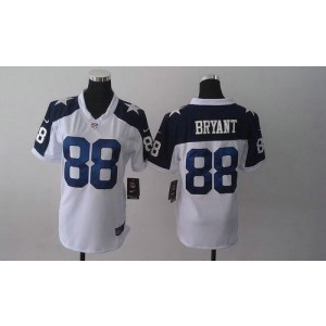 Nike Cowboys 88 Dez Bryant White Thanksgiving Throwback Women's Embroidered NFL Jersey