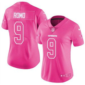 Nike Cowboys 9 Tony Romo Pink Fashion Limited Women Jersey