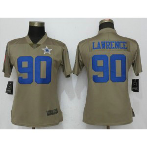 Nike Cowboys 90 DeMarcus Lawrence Olive 2017 Salute To Service Limited Women Jersey