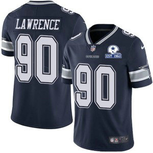 Nike Cowboys 90 Demarcus Lawrence Navy With Est 1960 Patch Limited Men Jersey