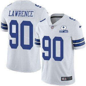 Nike Cowboys 90 Demarcus Lawrence White With Est 1960 Patch Limited Men Jersey