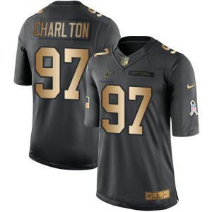 Nike Cowboys 97 Taco Charlton Anthracite Gold Salute to Service Limited Men Jersey