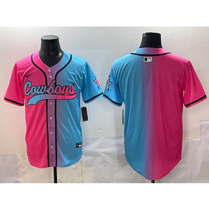 Nike Cowboys Blank Blue Pink Baseball Vapor Limited Men Jersey