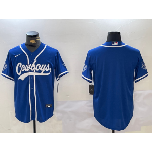 Nike Cowboys Blank Blue Vapor Baseball Limited Men Jersey