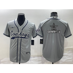 Nike Cowboys Blank Grey Vapor Baseball Logo Limited Men Jersey
