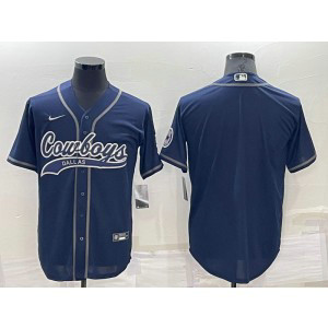 Nike Cowboys Blank Navy Blue Vapor Baseball Limited Men Jersey