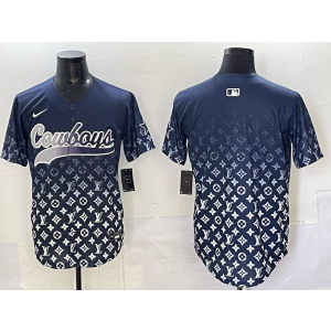 Nike Cowboys Blank Navy Fashion Baseball Vapor Limited Men Jersey