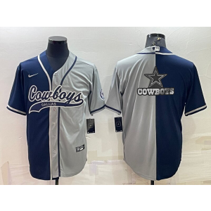 Nike Cowboys Blank Navy Grey Split Vapor Baseball Logo Limited Men Jersey