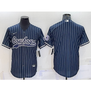 Nike Cowboys Blank Navy Vapor Baseball Limited Men Jersey