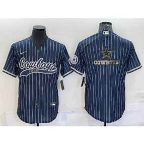 Nike Cowboys Blank Navy Vapor Baseball Logo Limited Men Jersey