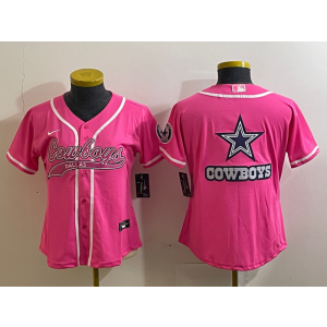 Nike Cowboys Blank Pink Vapor Baseball Logo Limited Women Jersey