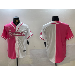 Nike Cowboys Blank Pink White Split Vapor Baseball Limited Men Jersey