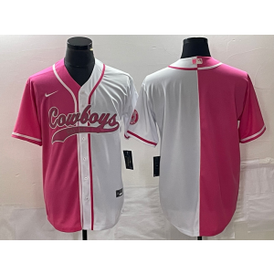 Nike Cowboys Blank White Pink Split Baseball Vapor Limited Men Jersey