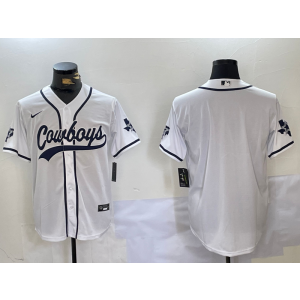 Nike Cowboys Blank White Vapor Baseball Limited Men Jersey
