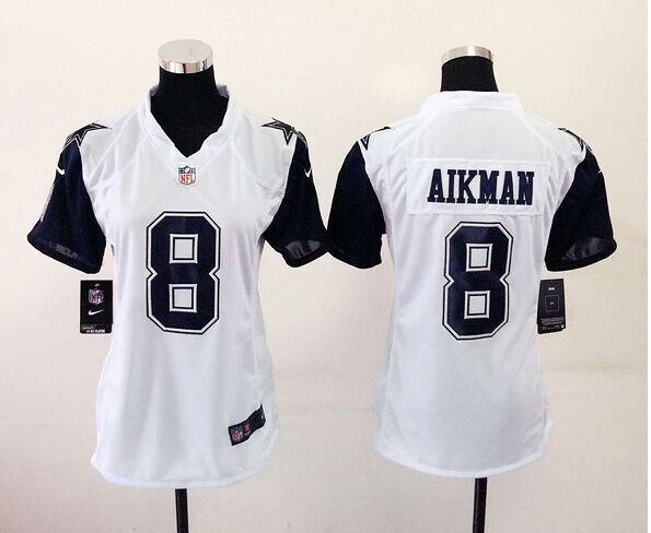 Nike Dallas Cowboy#8 Aikman White Color Rush Women Jersey