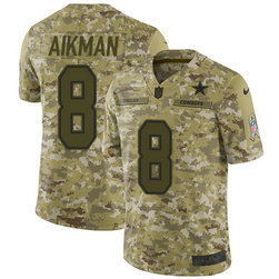Nike Dallas Cowboys #8 Troy Aikman Camo Men's NFL Limited 2018 Salute To Service Jersey