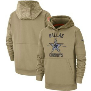Nike Dallas Cowboys Tan 2019 Salute To Service Sideline Therma Pullover Hoodie