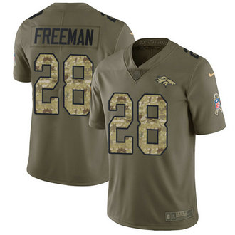 Nike Denver Broncos #28 Royce Freeman Olive Green Salute To Service Men's 2017 Salute To Service NFL Jersey