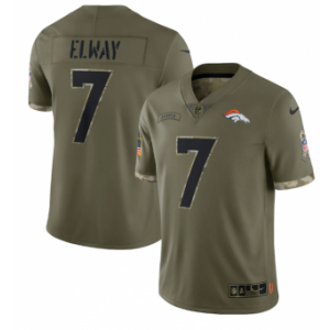 Nike Denver Broncos 7 John Elway Olive 2022 Salute To Service Limited Men Jersey